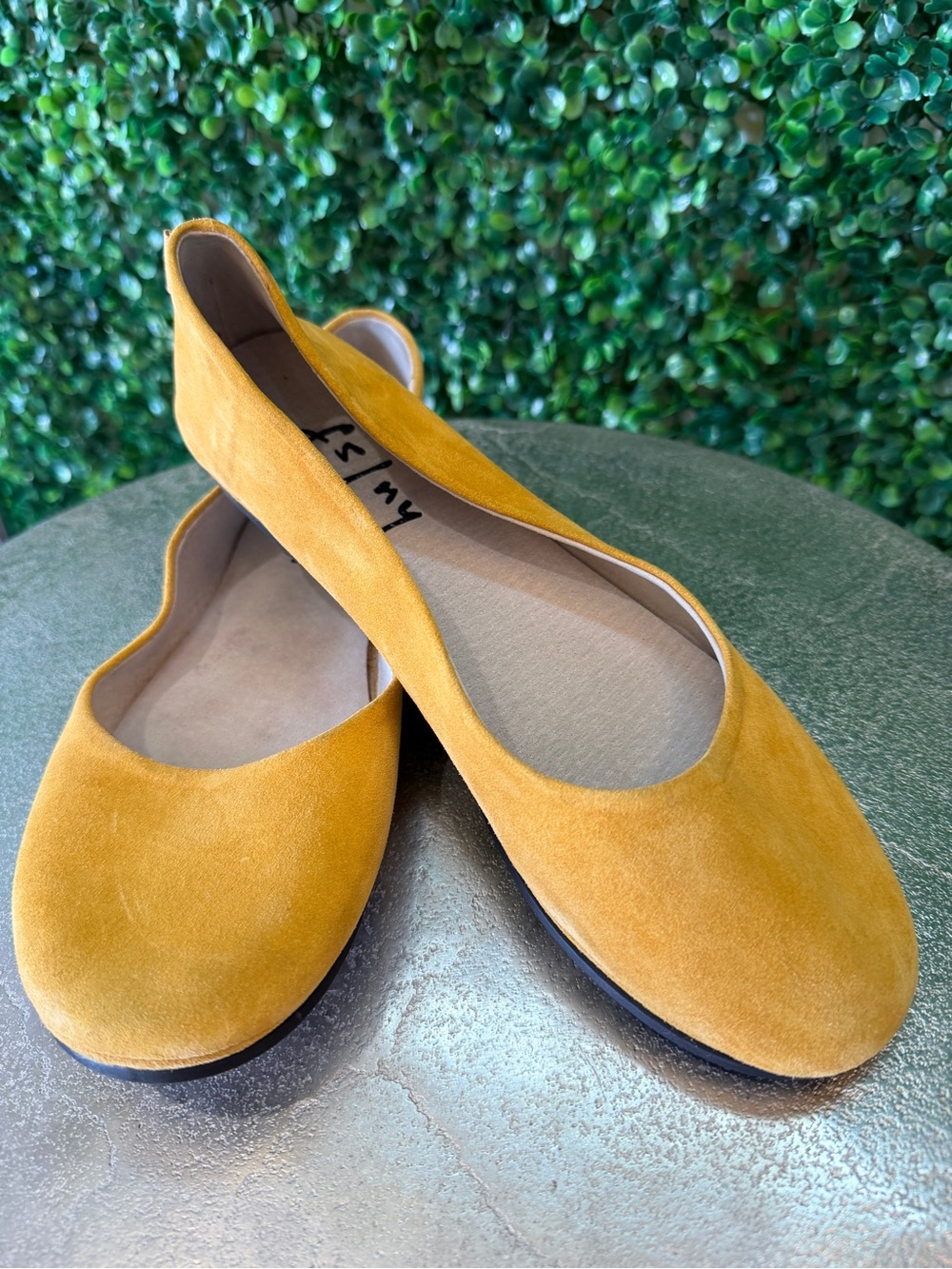 French sole NY FSNY Women’s Mustard Yellow Suede Ballet Flats